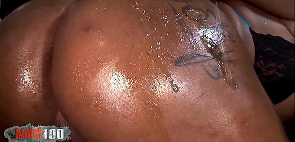  Black oiled hardcore sex with Internal cumshot